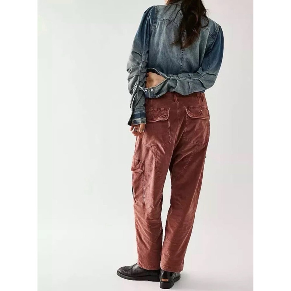 Free People Bay Breakers Corduroy Cargo Pants Womens XL Terracotta Drop Baggy - Picture 2 of 14